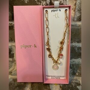 Piper Gold Necklace with Heart Charm and Pearl